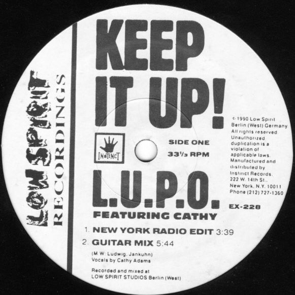 L.U.P.O. Featuring Cathy Adams : Keep It Up! (12")