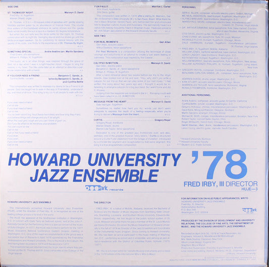 Howard University Jazz Ensemble : Howard University Jazz Ensemble '78 (LP, Album)