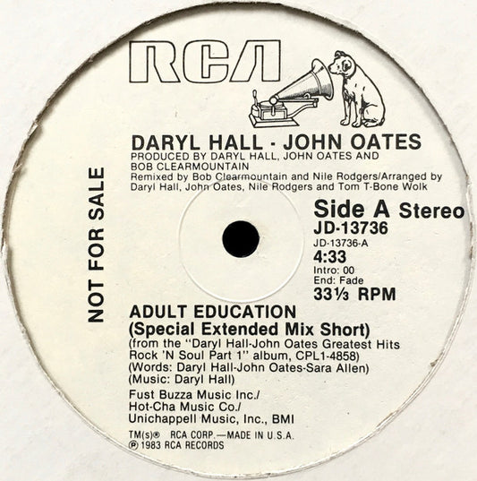 Daryl Hall & John Oates : Adult Education (12", Promo)