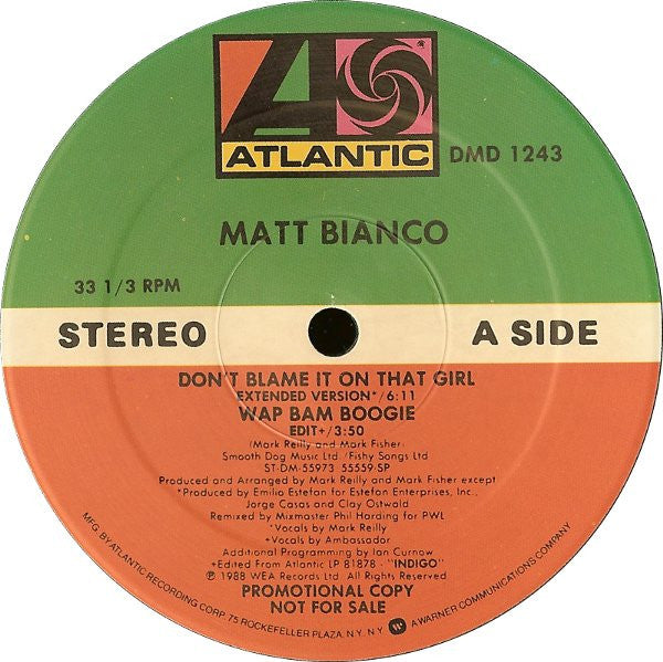 Matt Bianco : Don't Blame It On That Girl (12", Promo)