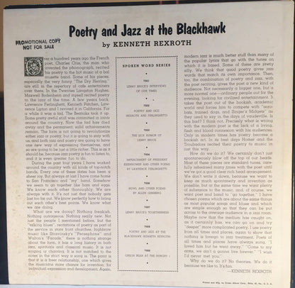 Kenneth Rexroth : Poetry And Jazz At The Blackhawk (LP, Album, Mono, Red)