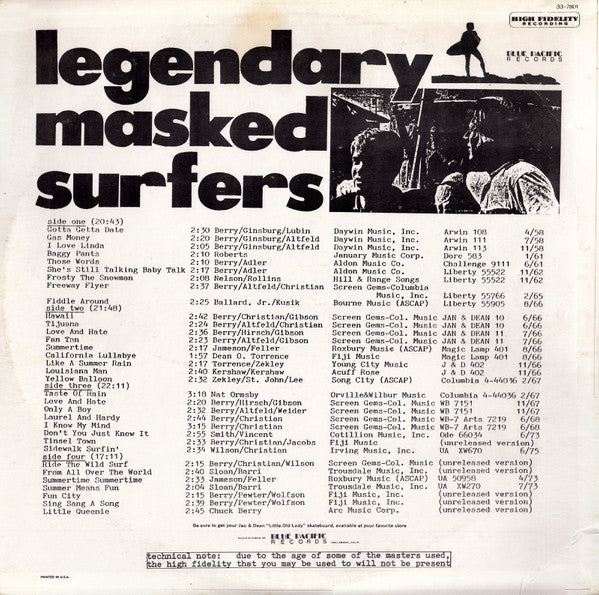 Jan & Dean : Legendary Masked Surfers Rarities (2xLP, Mono, Unofficial)