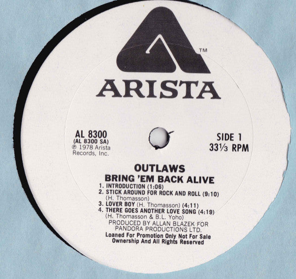Outlaws : Bring It Back Alive (2xLP, Promo)