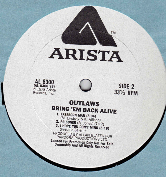 Outlaws : Bring It Back Alive (2xLP, Promo)