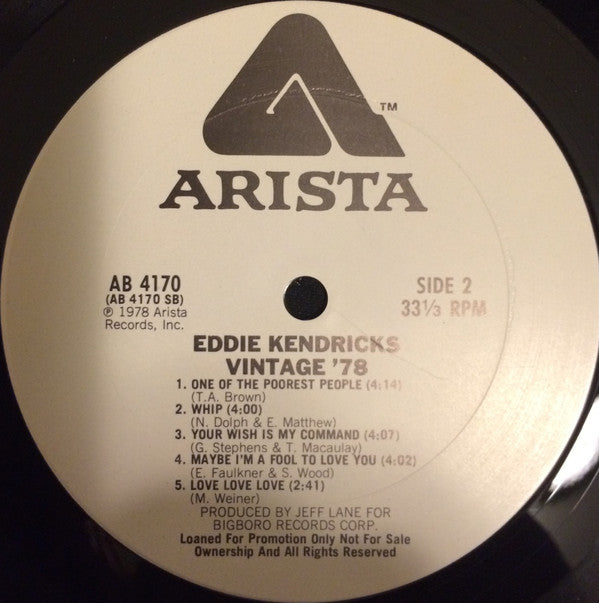 Eddie Kendricks : Vintage '78 (LP, Album, Promo)