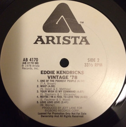 Eddie Kendricks : Vintage '78 (LP, Album, Promo)