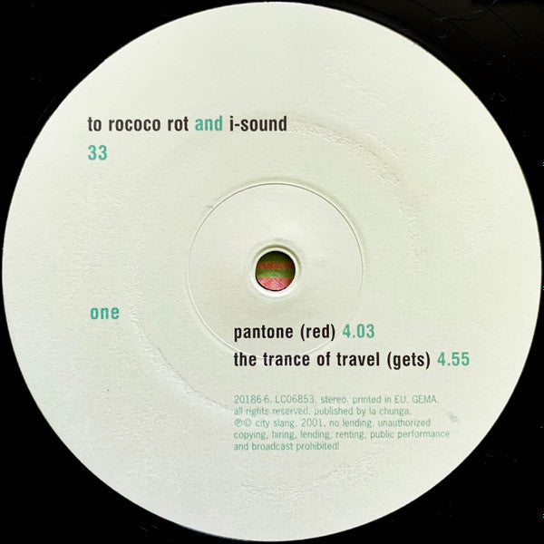 To Rococo Rot And I-Sound : Pantone EP (12", EP)