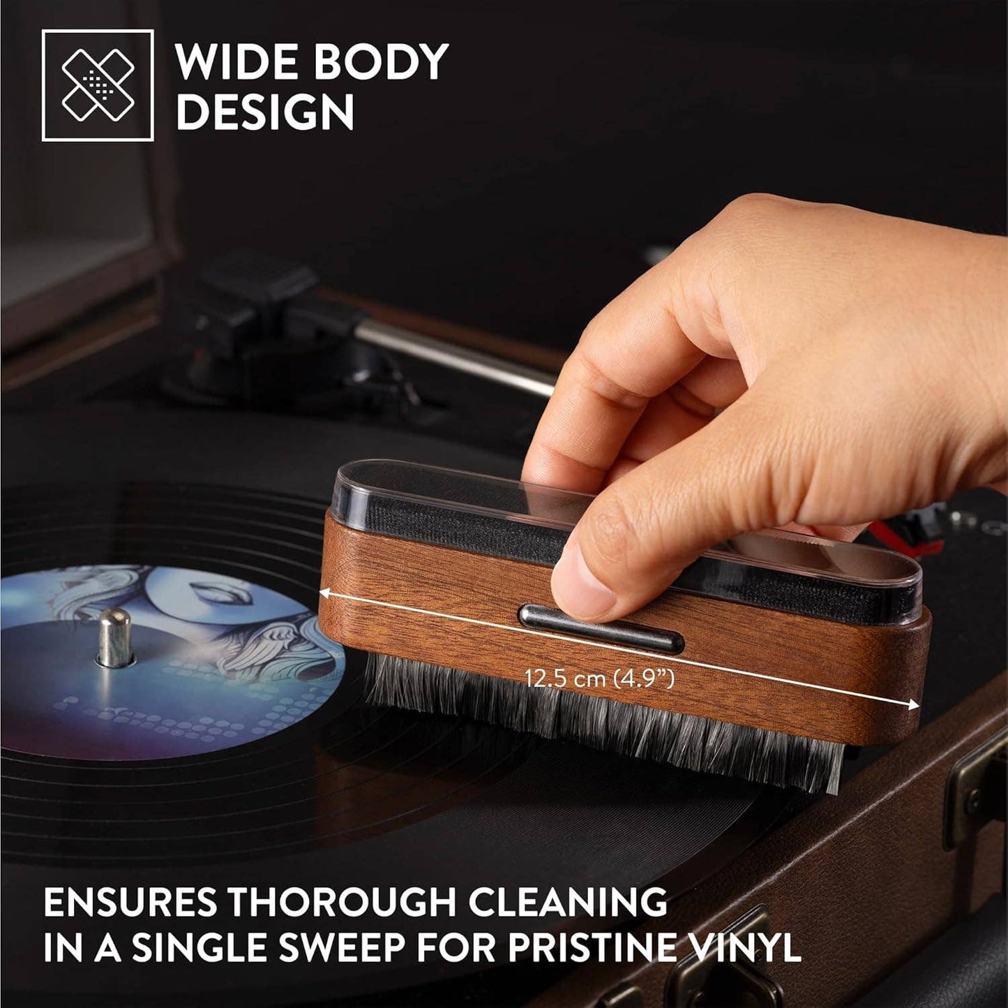 2-in-1 Premium Wooden Record Cleaning Brush