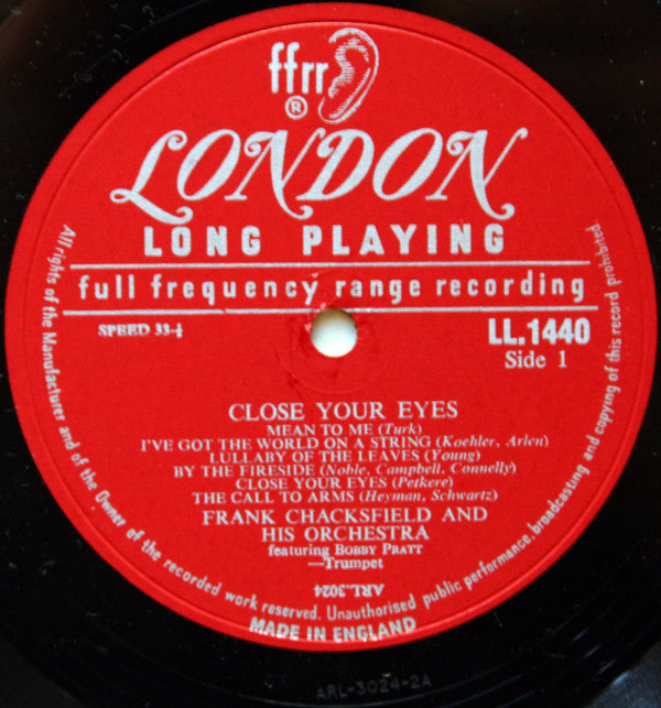 Frank Chacksfield & His Orchestra : Close Your Eyes (LP)