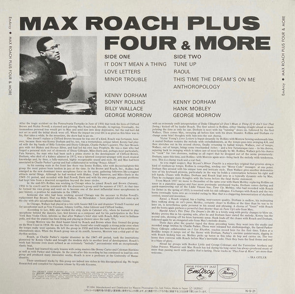 Max Roach Quintet : Max Roach + Four & More (LP, Comp, Mono, RE)