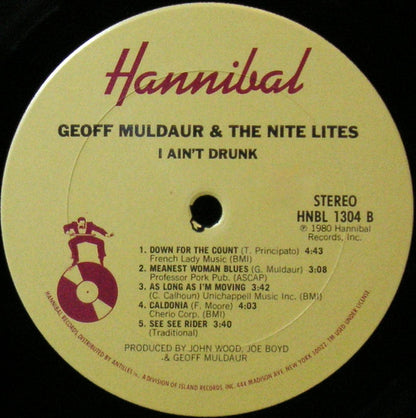 Geoff Muldaur And The The Nite Lites : I Ain't Drunk (LP, Album, Gre)