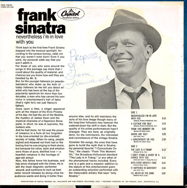 Frank Sinatra : Nevertheless I'm In Love With You (LP, Comp, Scr)