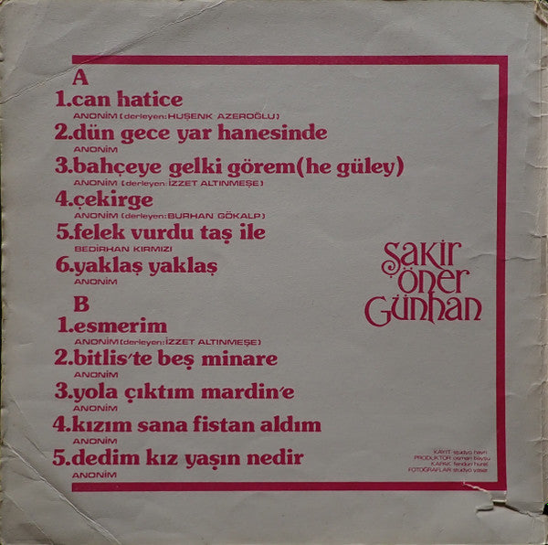 Şakir Öner Günhan : Şakir Öner Günhan (LP)