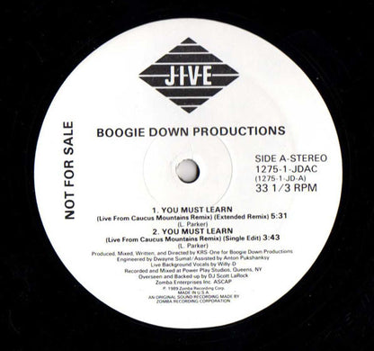 Boogie Down Productions : You Must Learn (12", Promo)