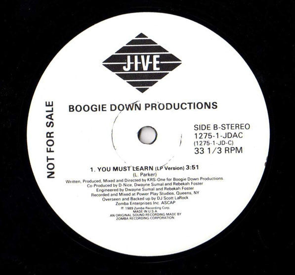 Boogie Down Productions : You Must Learn (12", Promo)