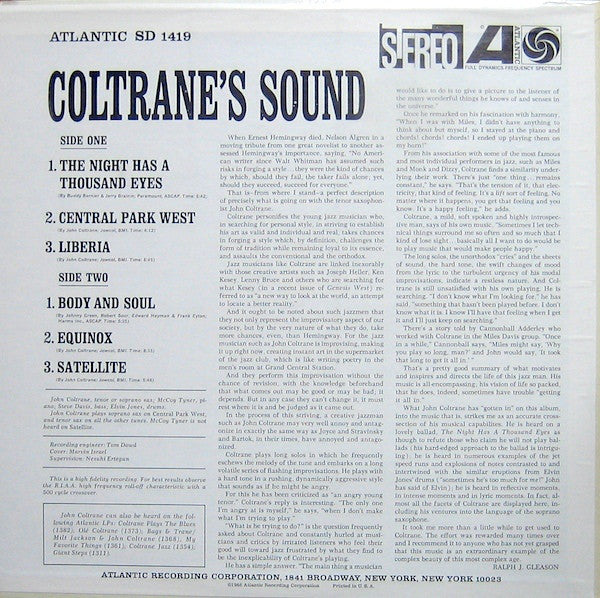 John Coltrane : Coltrane's Sound (LP, Album, RP, Pre)