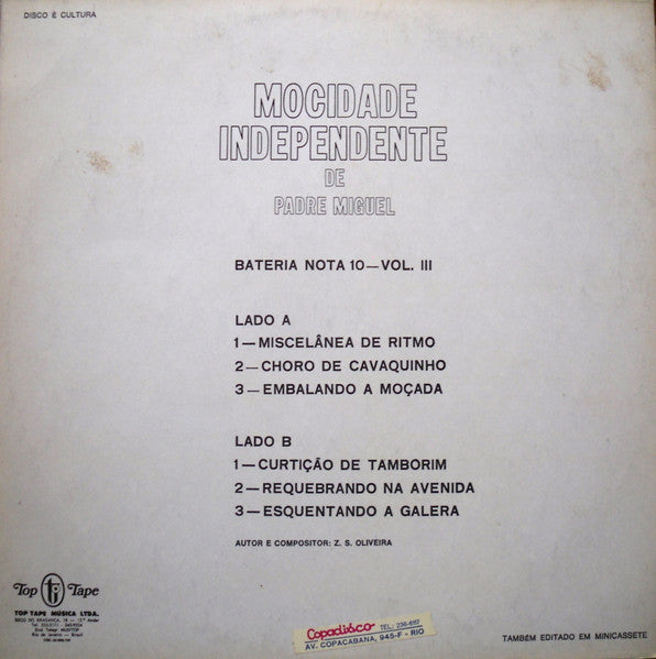 G.R.E.S. Mocidade Independente De Padre Miguel : Bateria Nota 10 Vol III (LP, Album)