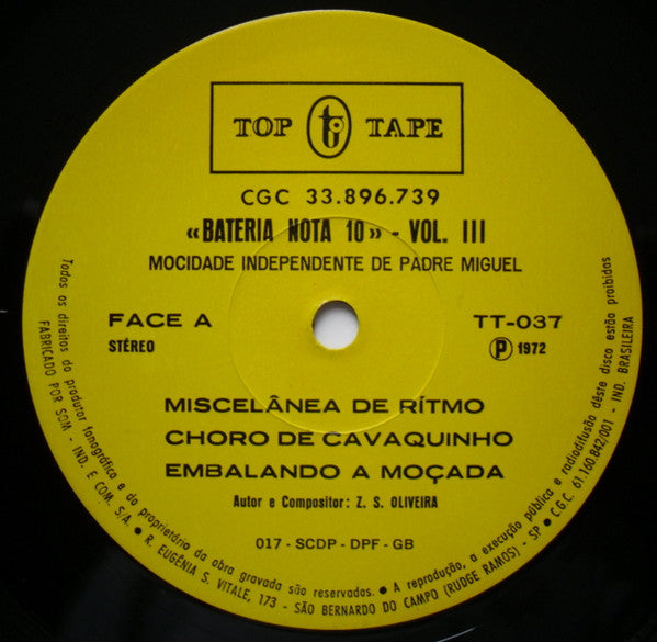 G.R.E.S. Mocidade Independente De Padre Miguel : Bateria Nota 10 Vol III (LP, Album)