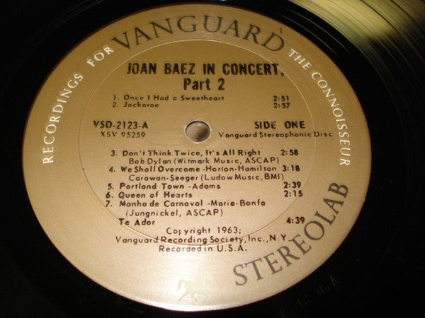 Joan Baez : In Concert Part 2 (LP, Album, Pit)