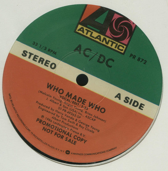 AC/DC : Who Made Who (12", Single, Promo)