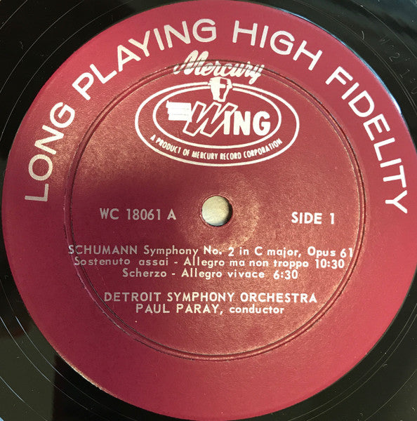Robert Schumann - Paul Paray, Detroit Symphony Orchestra : Symphony No. 2 In C Major, Op. 61 (LP)