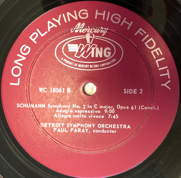 Robert Schumann - Paul Paray, Detroit Symphony Orchestra : Symphony No. 2 In C Major, Op. 61 (LP)