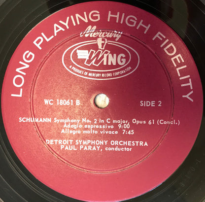 Robert Schumann - Paul Paray, Detroit Symphony Orchestra : Symphony No. 2 In C Major, Op. 61 (LP)