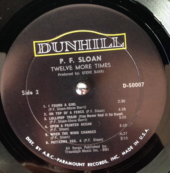 P.F. Sloan : Twelve More Times (LP, Album, Mono)
