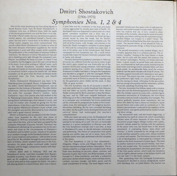 Dmitri Shostakovich, Moscow Philharmonic Orchestra, Kiril Kondrashin : Symphonies No. 1, 2, & 4 (2xLP, Comp, Gat)