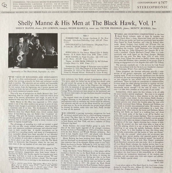 Shelly Manne & His Men : At The Black Hawk Vol. 1 (LP, Album)