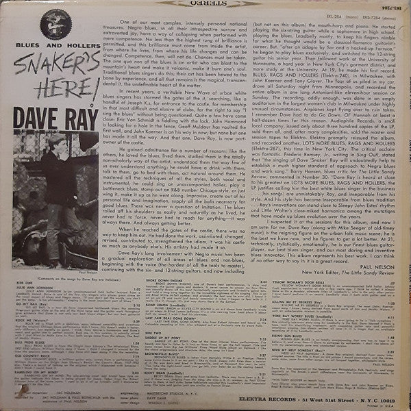 Dave Ray : Snaker's Here (LP, Album, Mono)