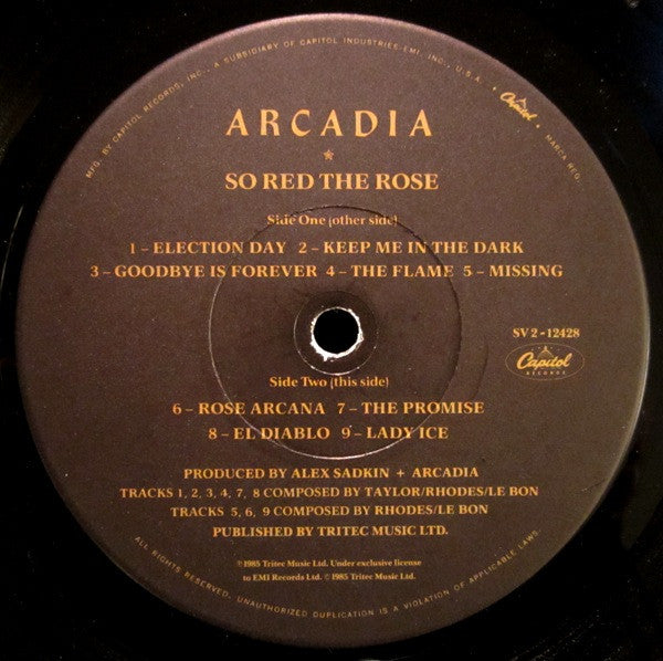 Buy Arcadia : So Red The Rose (LP, Album, Jac) Online for a great