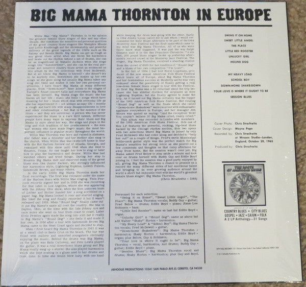 Big Mama Thornton : In Europe (LP, Album, Mono, Ltd, RE, Red)