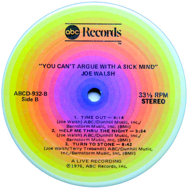 Joe Walsh : You Can't Argue With A Sick Mind (LP, Album)
