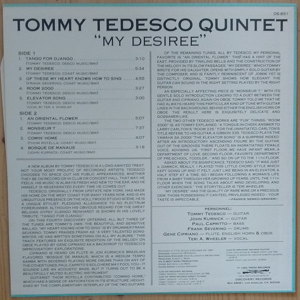 Tommy Tedesco Quintet : "My Desiree" (LP, Album)
