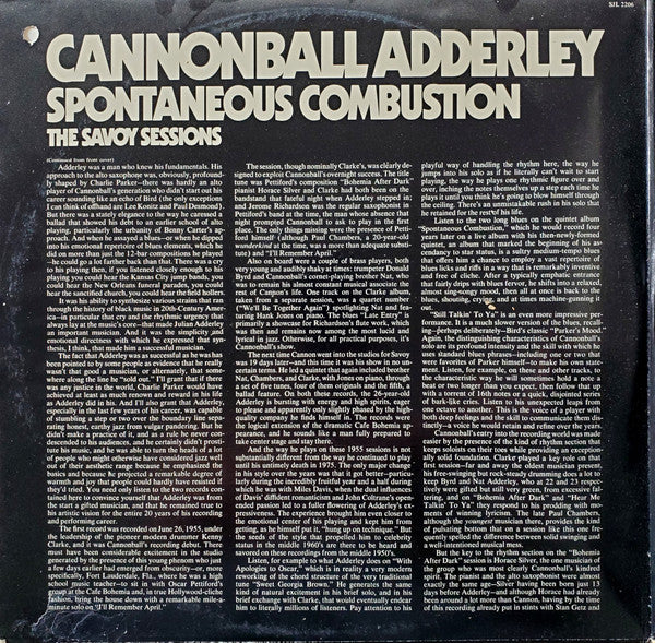 Cannonball Adderley : Spontaneous Combustion (2xLP, Comp, Promo)