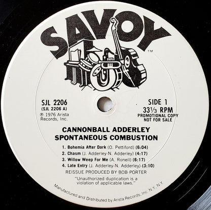 Cannonball Adderley : Spontaneous Combustion (2xLP, Comp, Promo)