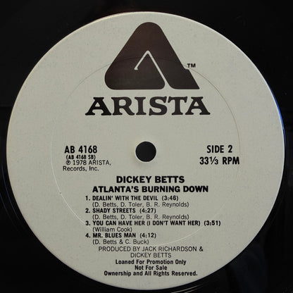 Dickey Betts & Great Southern : Atlanta's Burning Down (LP, Album, Promo)