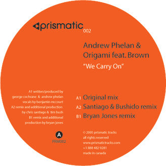 Andrew Phelan & Origami feat. Benjamin McCourt : We Carry On (12")