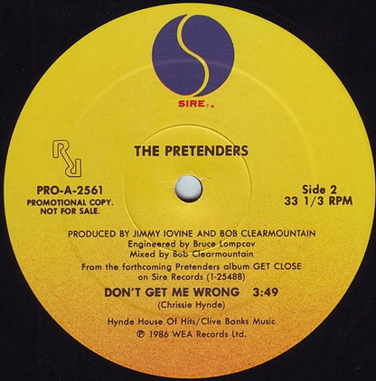 The Pretenders : Don't Get Me Wrong (12", Single, Promo)