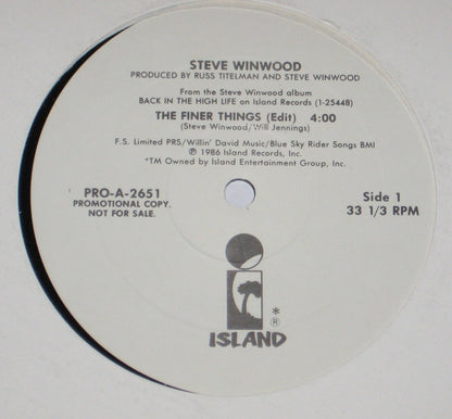 Steve Winwood : The Finer Things (12", Promo)