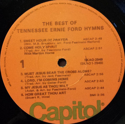 Tennessee Ernie Ford : Best Of The Tennessee Ernie Ford Hymns (LP, Comp, RE)