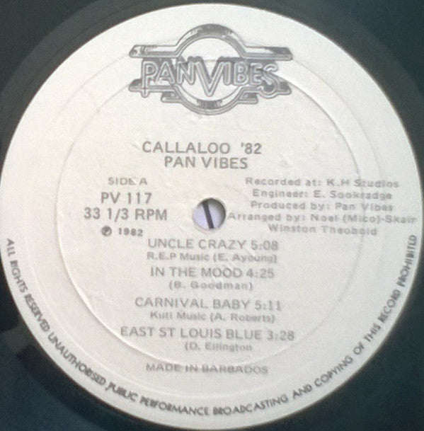 Pan Vibes Steel Orchestra : Callaloo '82 (LP, Album)