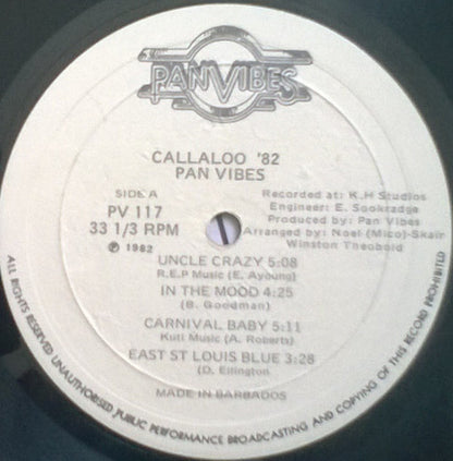 Pan Vibes Steel Orchestra : Callaloo '82 (LP, Album)
