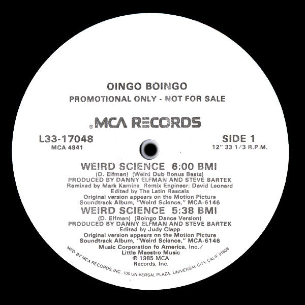 Oingo Boingo : Weird Science (12", Promo)