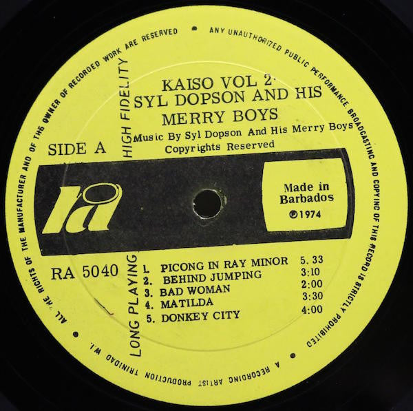 Syl Dopson And His Merry Boys : Kaiso Vol. 2 (LP)