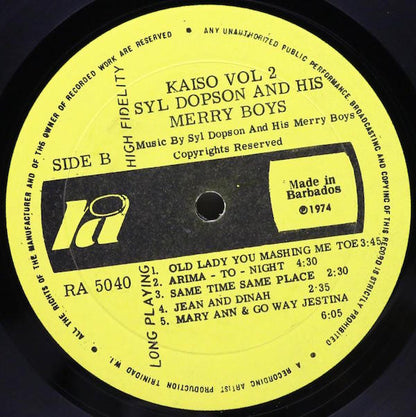 Syl Dopson And His Merry Boys : Kaiso Vol. 2 (LP)