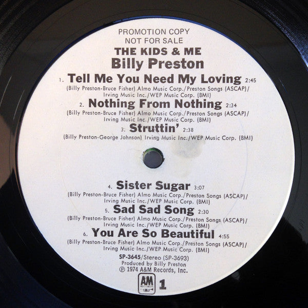 Billy Preston : The Kids & Me (LP, Album, Promo)