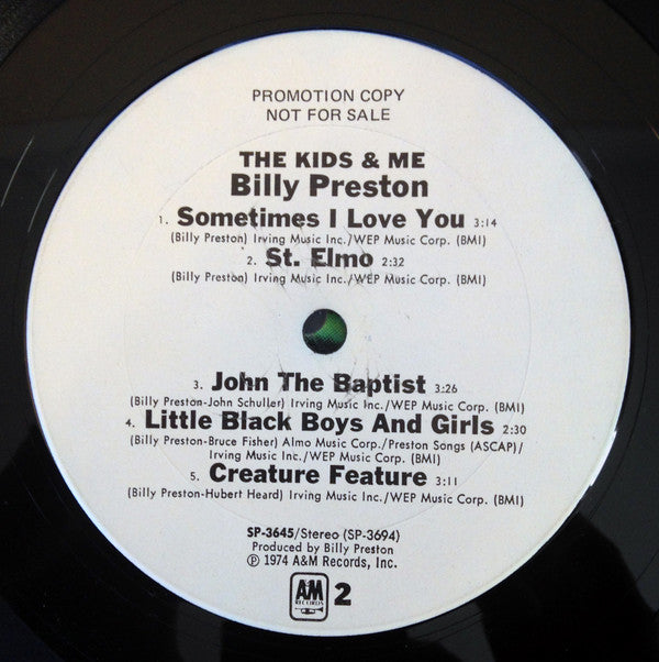 Billy Preston : The Kids & Me (LP, Album, Promo)