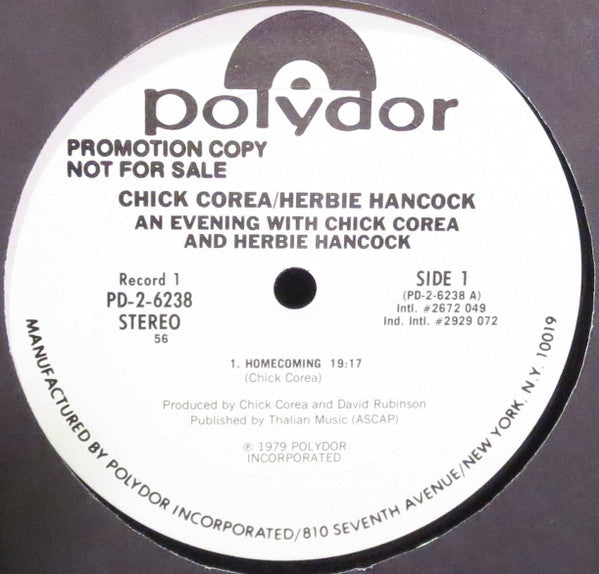Chick Corea / Herbie Hancock : An Evening With Chick Corea And Herbie Hancock (2xLP, Album, Promo)